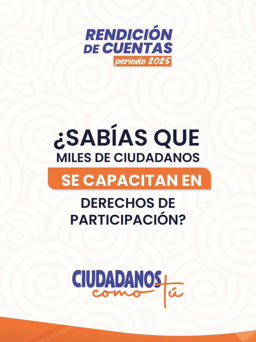 CpccsEc's tweet photo. 👉Fortalecer la participación ciudadana es fortalecer la democracia.

👥 Más de 10 mil personas se capacitaron en 2025 en mecanismos de control social.

Conoce más en la #RendiciónDeCuentas2025. https://t.co/5RLPzpruxF