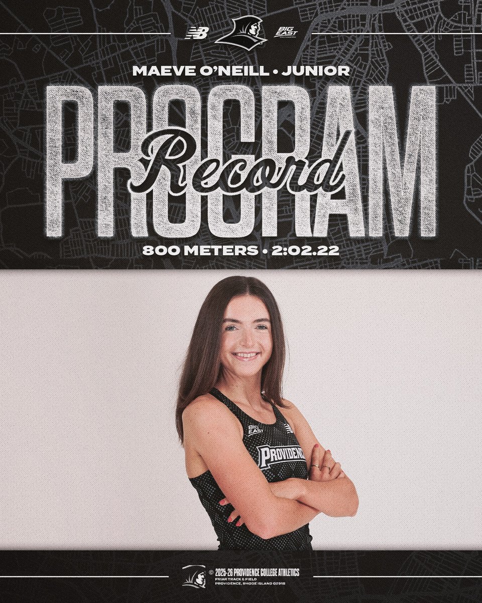 FriarsXCTrack's tweet photo. It's outdoor season and Maeve O'Neill is still breaking records!
A 2:02.22 in the 800 meters for O'Neill at the Friar Invitational to break her own program record and set a new facility record!
#GoFriars https://t.co/Qo5lBnmjG0