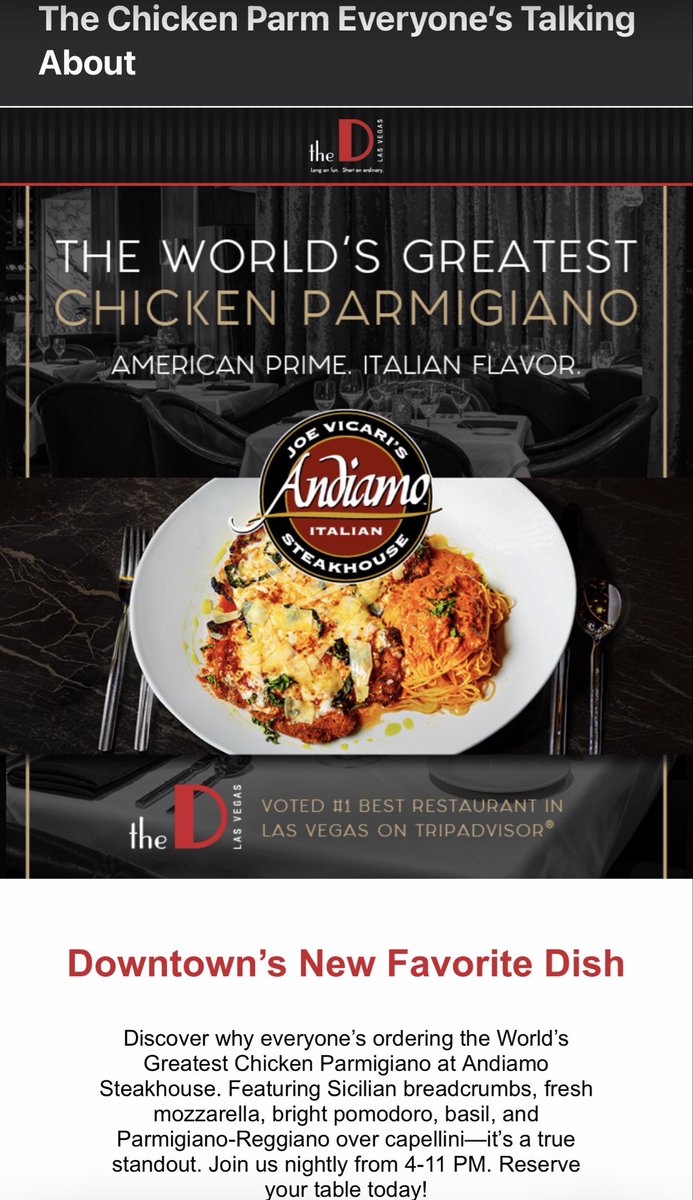 KyleHojem's tweet photo. @VitalVegas Speaking of Chicken Parm — A timely email from The D. https://t.co/5qfhZrsXio