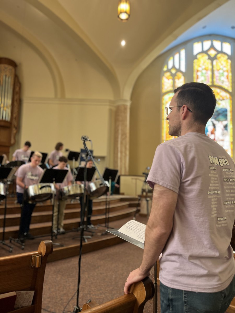 MusicatLPS's tweet photo. Congrats to steel drum ensemble PANgea with directors Aaron Mathis and Keygan Boesinger. They had had a fabulous performance on Friday LIVE for Nebraska Public Radio this morning at St. Paul United Methodist Church! https://t.co/Gm8W88wkoF