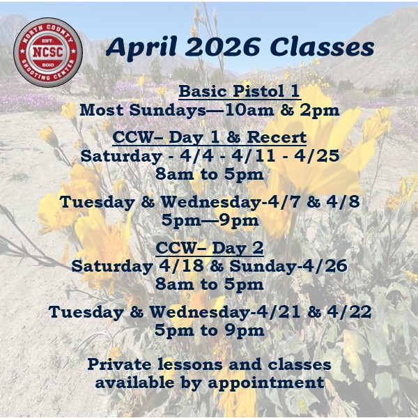 NorthCountySC's tweet image. 💪 Join us for classes happening this month!
🗓️ Full calendar: tinyurl.com/y3jy75mv
☎️ Reserve your spot in a class: 760.798.7300
#Classes #Training #April #Calendar #SanDiego #2A