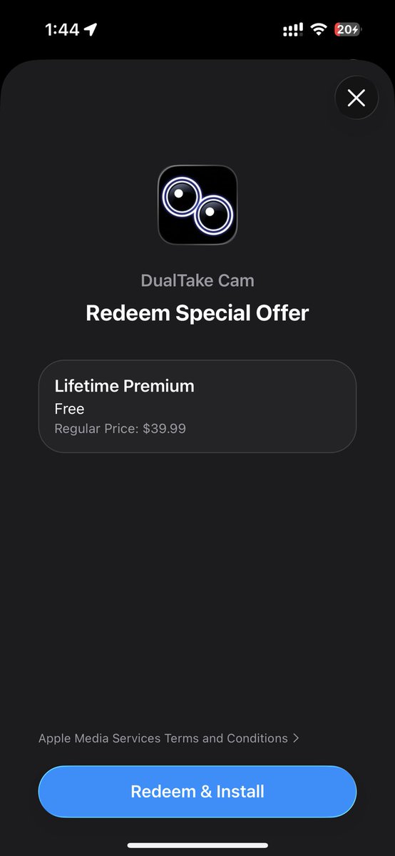 Hoxygo's tweet image. صيدة 🔥 

DualTake Cam للآيفون
نسخة كاملة Lifetime لفترة محدودة

 سجّل فيديو واحد واحصل على نسختين تلقائياً، عمودية 9:16 لـ TikTok وReels، وأفقية 16:9 لـ YouTube، بجودة تصل إلى 4K

#AppDeals