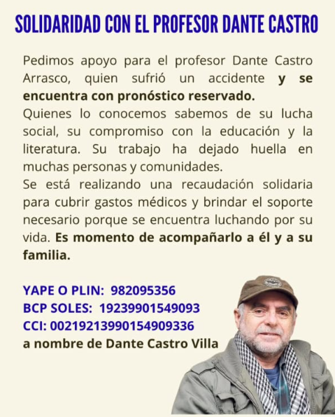 Mataperrea's tweet photo. 🚨#ATENCIÓN | El profesor y candidato de Juntos por el Perú, Dante Castro, sufrió un accidente en plena campaña. Su familia está pidiendo apoyo para cubrir gastos médicos. https://t.co/MVBaIwThY2