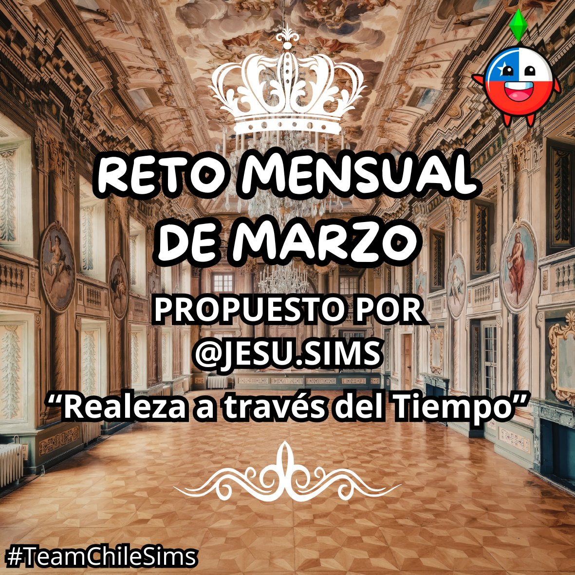 ¡Hola!✨ El reto mensual de Marzo fue propuesto por nuestra querida <a href="/JesuNelidow/">María Jesús Nelidow</a>💚 El reto se llama "REALEZA A TRAVÉS DEL TIEMPO", consistió en elegir cualquier época histórica de Reinas/Reyes (reales o ficticios) para recrearlos en Los Sims

#TeamChileSims #LosSims #Sims4 #Chile