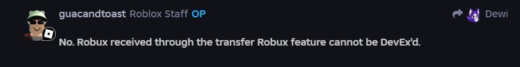 LucashDevv's tweet image. Roblox + 
Awesome features for the players &amp;amp; nice benefits for the developers on ROBLOX.

Unfortunately you're unable to DevEx gifted robux without any fees 🥲 

But wouldn't this make more people do off-site transactions? , it should somehow be Devexable to go against it @Roblox