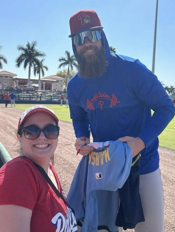 paige394_'s tweet photo. I’m not saying I’m the reason @brandon_marsh22 is playing so well but if that’s where the universe decided to put any good karma I’ve earned, I’m cool with that. #Phillies #PhiladelphiaPhillies #RingTheBell https://t.co/bm0TIToVDv