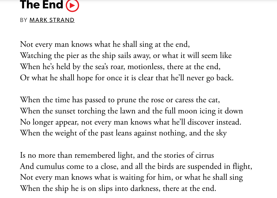 NathanFrancis__'s tweet photo. Poems: https://t.co/0TJRq8H5sh]

✒️ #MarkStrand, American poet, editor, and translator, was #BOTD 11 April 1934. #Poetry #Literature https://t.co/DHdnm2Bz94