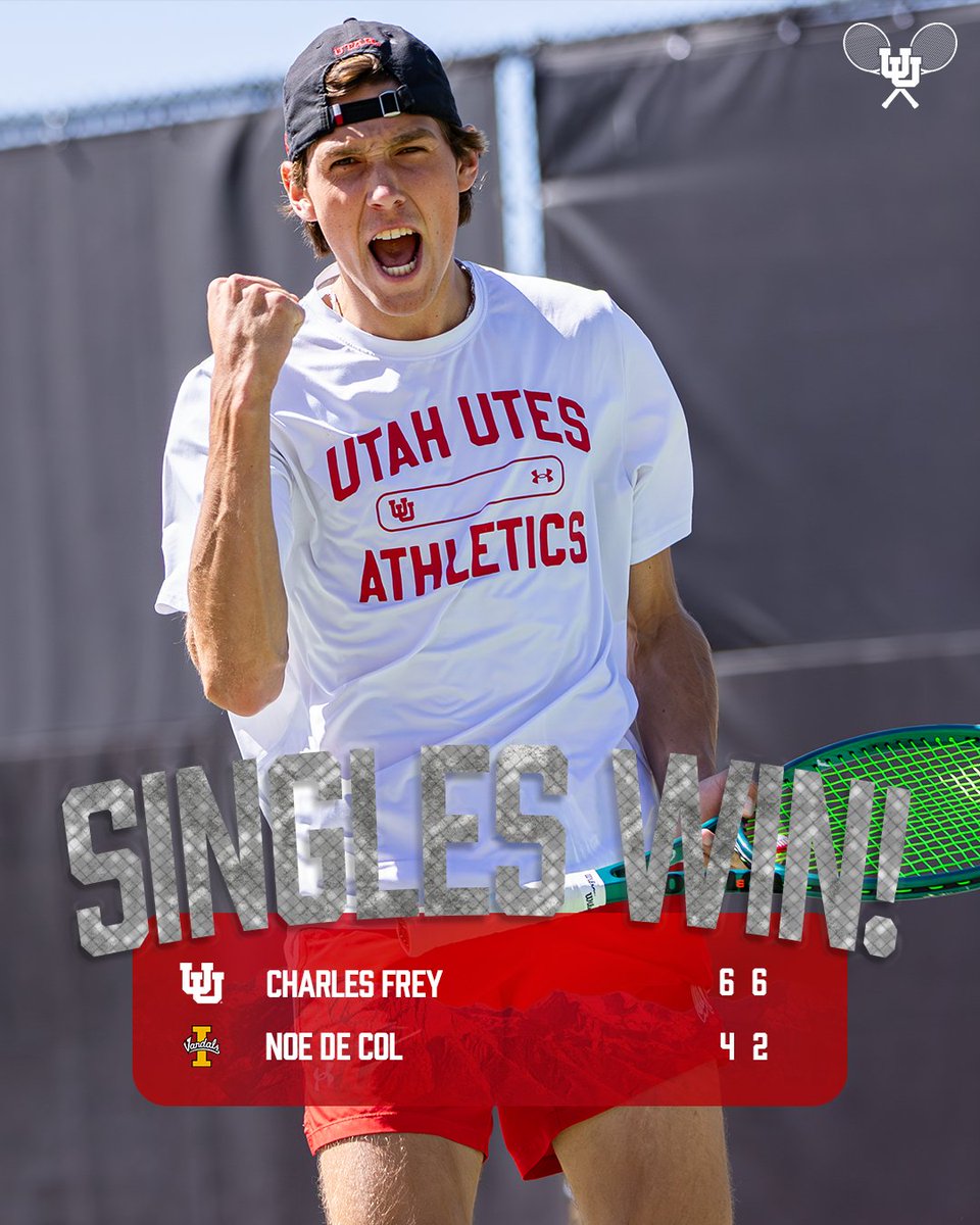 UtahTennis's tweet photo. That's a UTAH WIN on court No. 6 from Charles Frey!

#GoUtes https://t.co/pAQpwBen5K