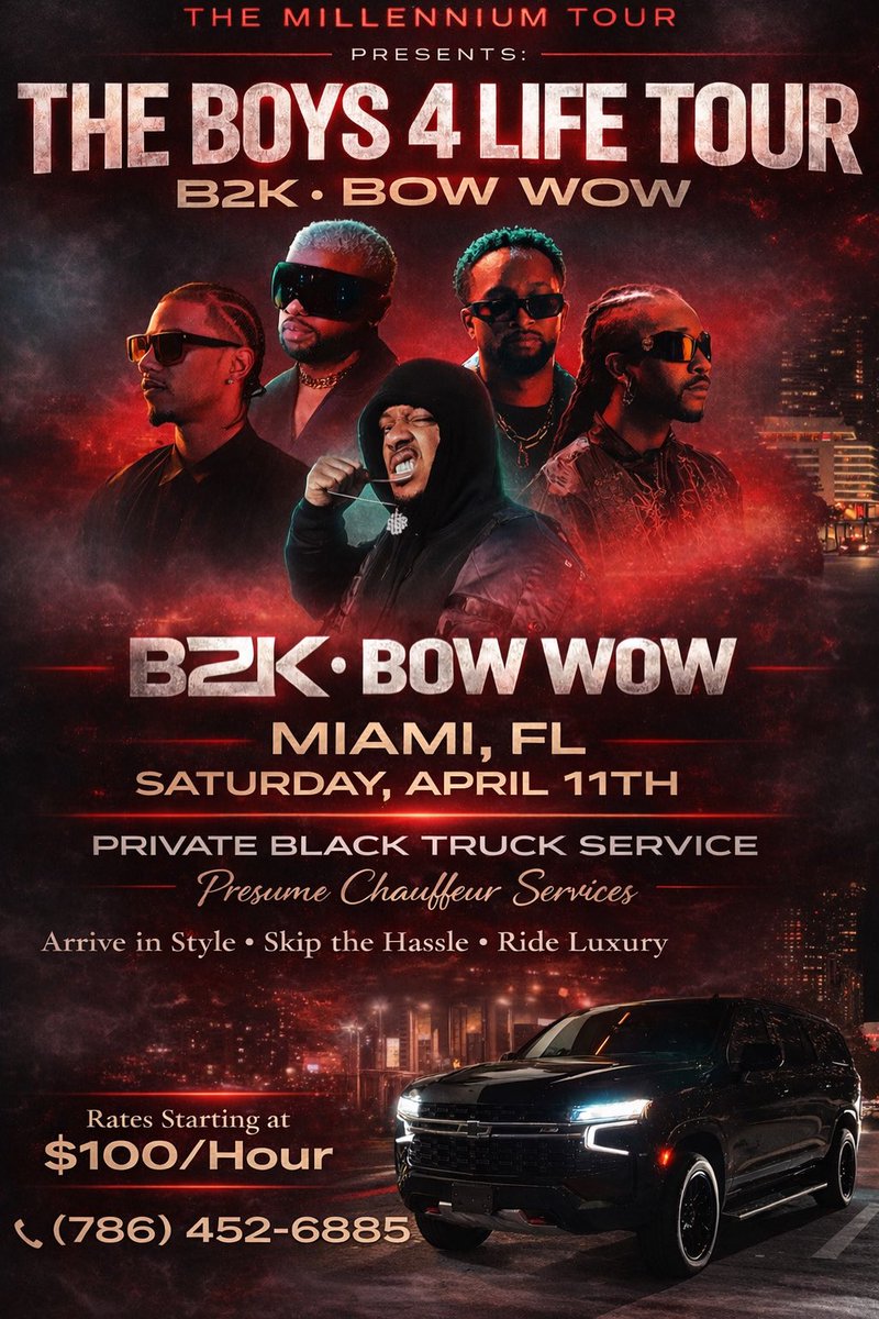 Tomorrow night! Let’s arrive in style and skip the hassle of having to drive. 
ORDER YOUR BLACK TRUCK TODAY!