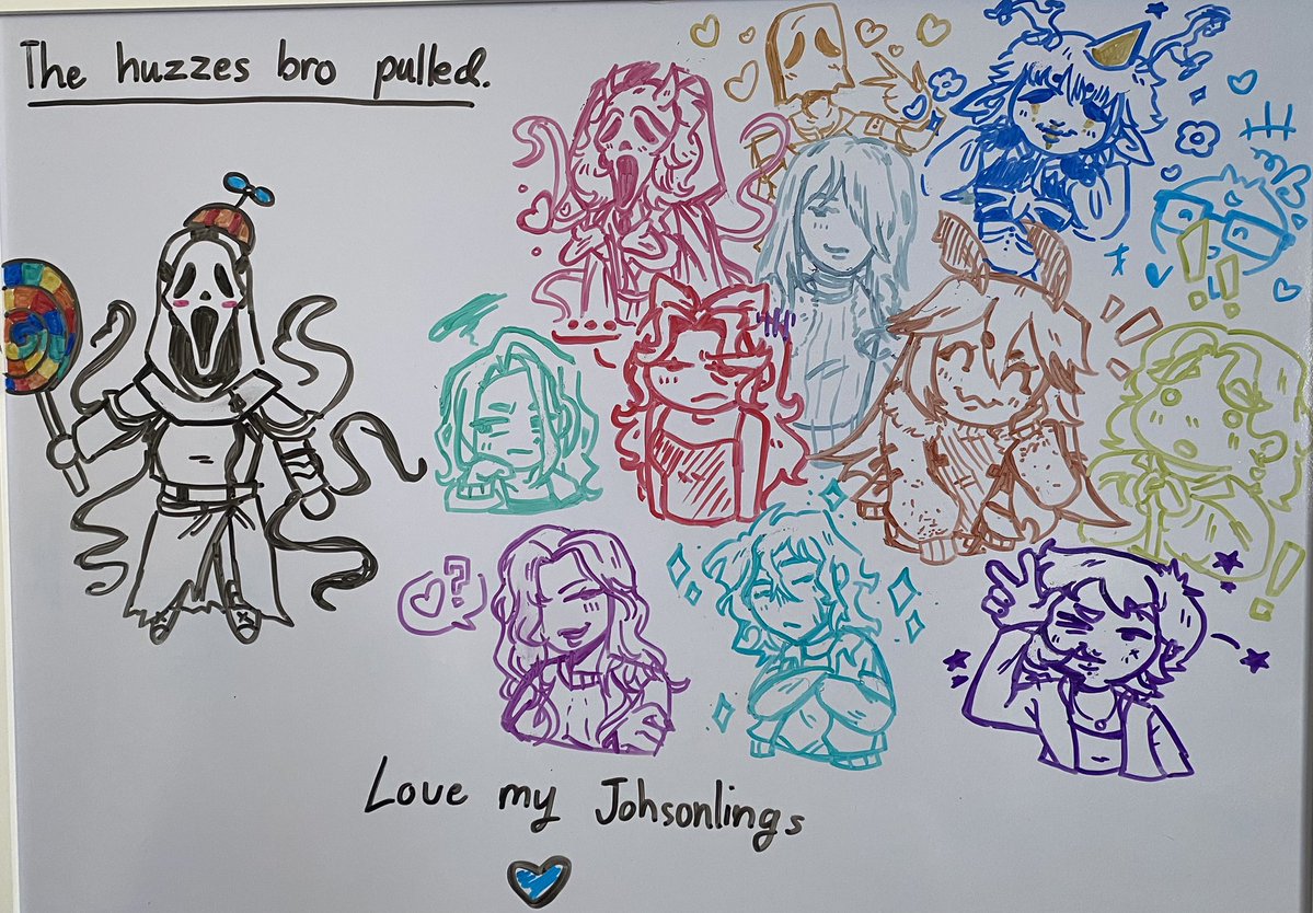 Been a bit busy but recently got a new whiteboard and decided 2 test out the markers.. Teehee 🫶🫶🤧🤧‼️‼️

#ocxcanon #DannyJohnson #sillydoodles #huzzes