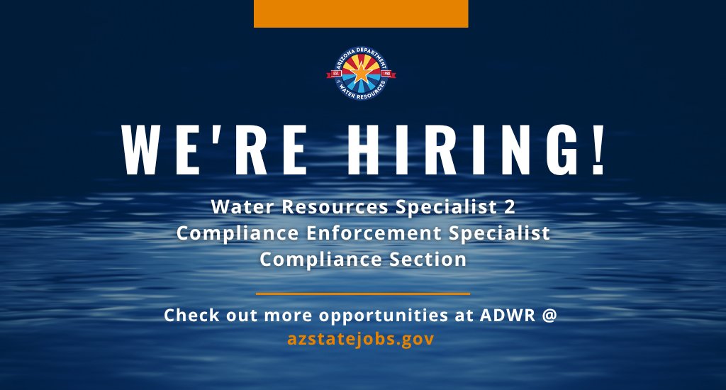 azwater's tweet image. Our Compliance Section is seeking to hire a specialist to assist in site inspections and investigations. If interested #ApplyNow @ ow.ly/eTuq50YHgW2