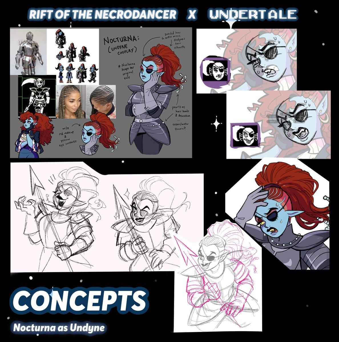 ChaiB33's tweet photo. NOCTURNA in UNDYNE cosplay for @BYG_Vancouver โs #ROTN X #undertale collab!
Initial concepts by @piper_tonic, doing poorly and doing well pose by me <3 https://t.co/dIQqp9Mjma
