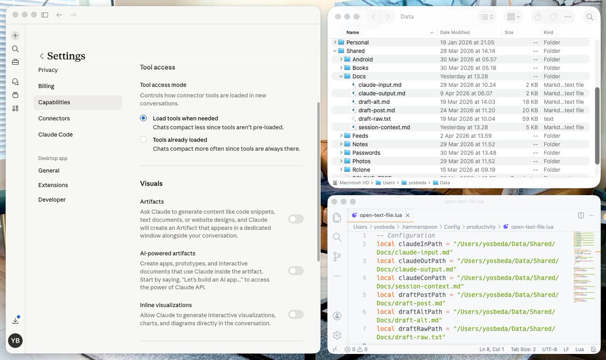 yosbeda's tweet photo. Untuk pengguna Claude Desktop, tips sepele tapi relatif ampuh menghemat token adalah mamatikan total artifacts. Kemudian sebisa mungkin interaksi lewat external text/markdown dengan sematjam filesystem MCP. https://t.co/sp8GsOGHwQ