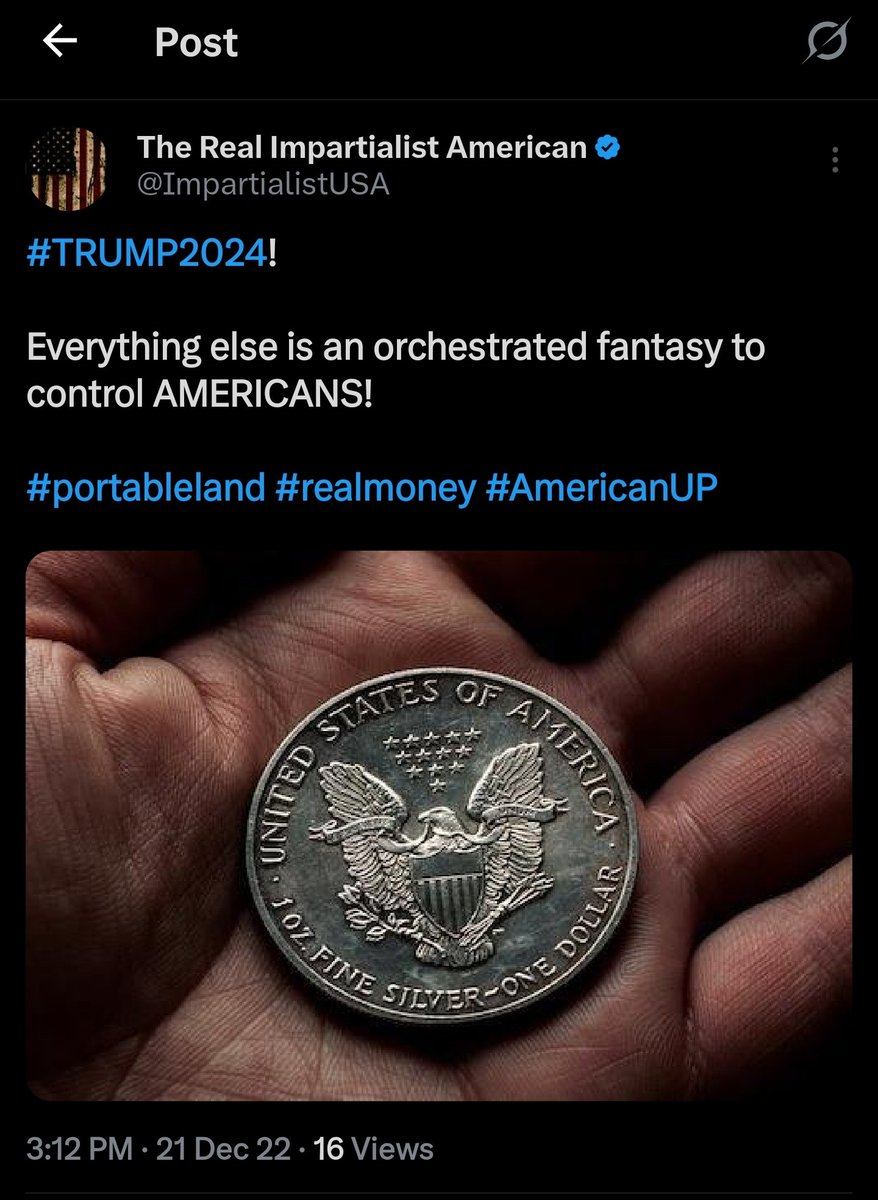 ImpartialistUSA's tweet image. In 2022, I prioritized America First, tagging with my first use of #AmericanUp! I also tagged #Trump2024, because I believed silver prices would surge if elected. In 2022 USGS told Congress silver wouldn't be a strategic metal. I knew business Trump would reverse it; I was right!