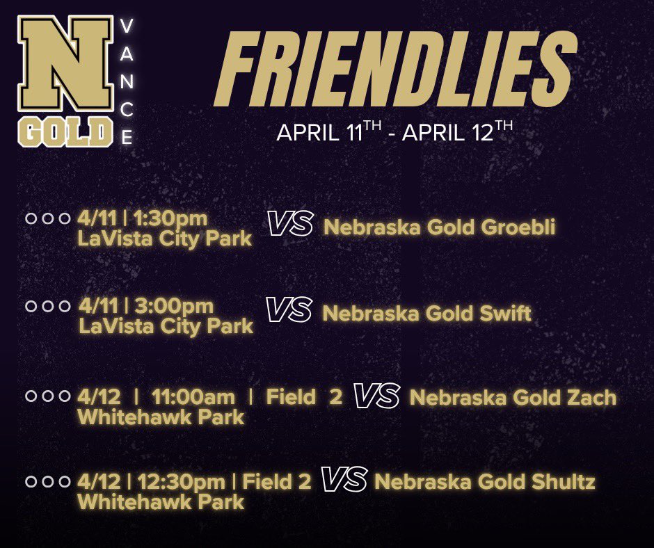 🚨Updated due to weather!🚨
◾️Saturday = Prom
◾️Sunday = Back on the dirt w my fav teammates! Come 👀 us! <a href="/NEGoldVance/">NE Gold Vance 16U</a> <a href="/MidwestPremierS/">Midwest Premier</a> <a href="/NebraskaGold/">Nebraska Gold</a> #GoldDNA