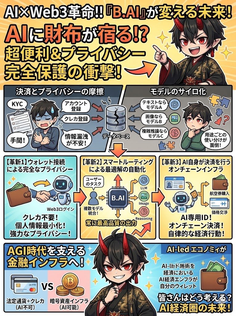 mapupresident's tweet image. #AIAgent
AIが「財布」を持つ日：B.AIが構築するAGI時代の金融インフラと経済革命

AIはもはや、人間がプロンプトを打ち込んで回答を待つだけの「便利なツール」ではない。