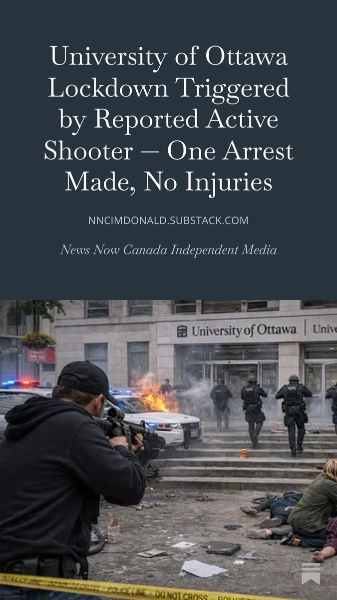 Nncim15's tweet image. University of Ottawa Lockdown Triggered by Reported Active Shooter — One Arrest Made, No Injuries open.substack.com/pub/nncimdonal… 
@uOttawa @OttawaPolice #lockdown #shooter