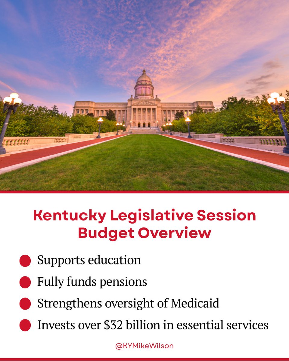 KyMikeWilson's tweet photo. We’ve finalized a balanced two-year state budget that prioritizes what matters most.
This approach keeps Kentucky on strong financial footing while continuing to invest in our communities. https://t.co/pur1umgIjA