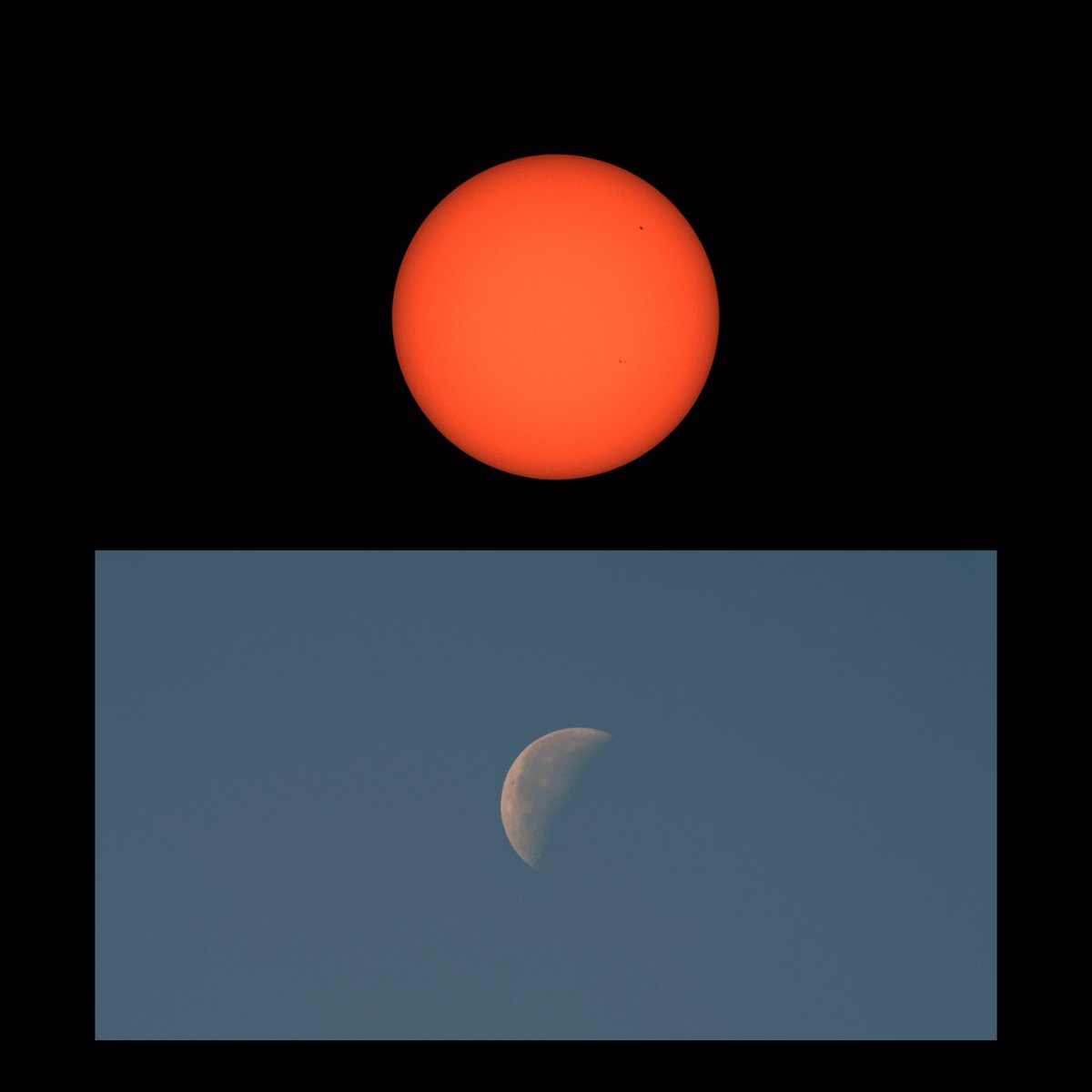 virgo20113's tweet photo. DWARF3にて
2026.4.11朝の太陽☀️と月🌙です♪
パンスターズ彗星は雲☁️で見えませんでした。 https://t.co/H6SSETZUj8