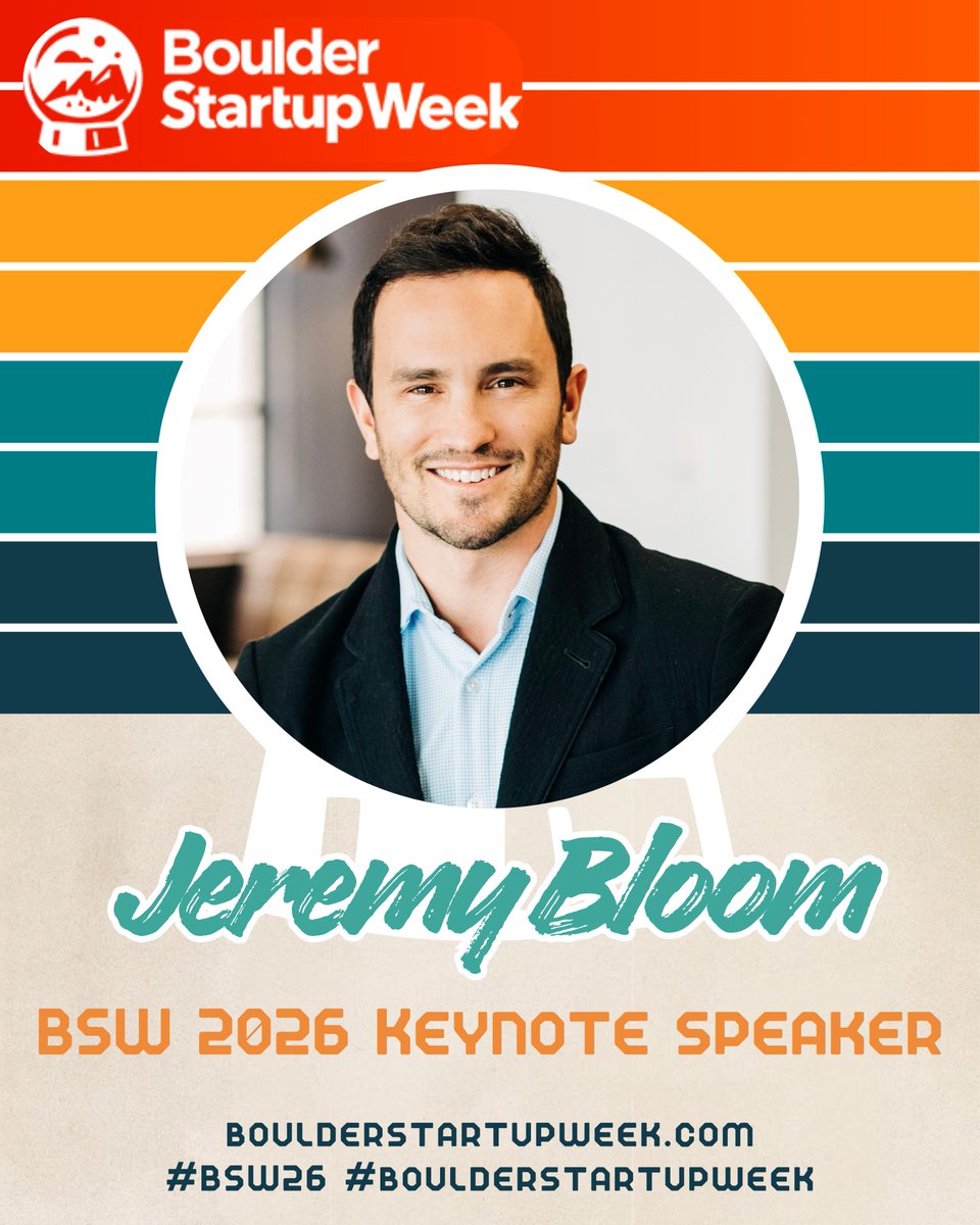 bldrstartupweek's tweet photo. The wait is over.

We’re excited to announce our BSW keynote:
Jeremy Bloom!

Happening at the Welcome Breakfast presented by JP Morgan on Monday, May 4, 2026 at 9am at Rosetta Hall.

Registration coming (very) soon!

#BSW26 #boulderstartupweek #boulderstartups #boulder https://t.co/AF0pmfpS5f