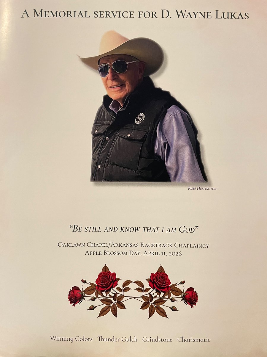 DRFRampellini's tweet image. Please join us in honoring D. Wayne #Lukas during a #Saturday morning memorial service in the chaplaincy building at #Oaklawn.

All are welcome to event that runs from 9:45 a.m. - 10:30 a.m.