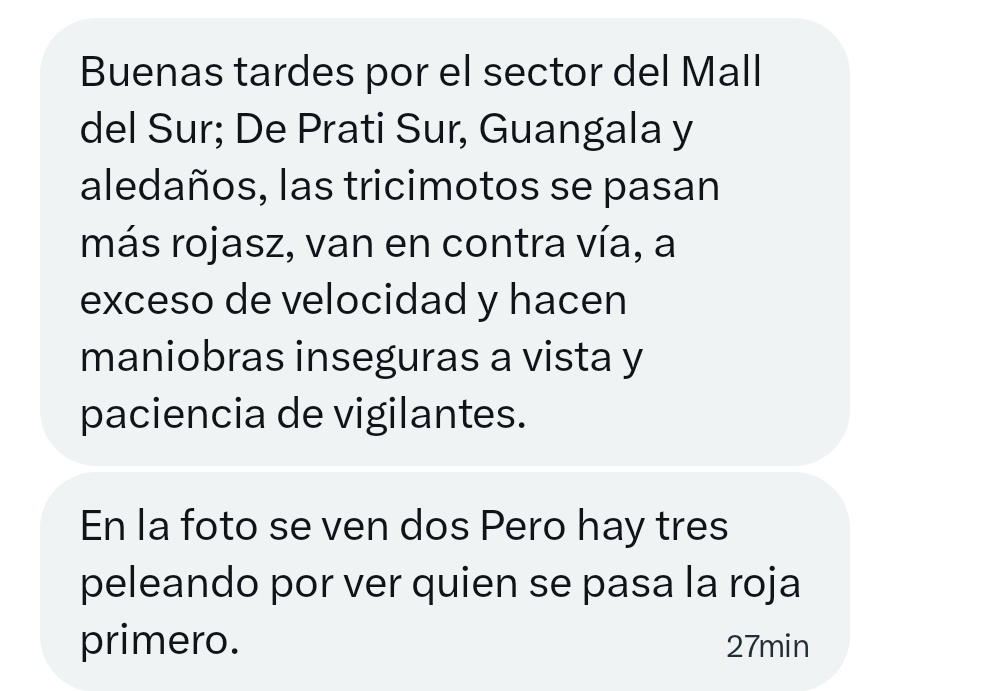 EmergenciasEc's tweet photo. #DenunciaCiudadana
Tricimotos desadaptadas por el Mall del sur https://t.co/iMzAkpIUya