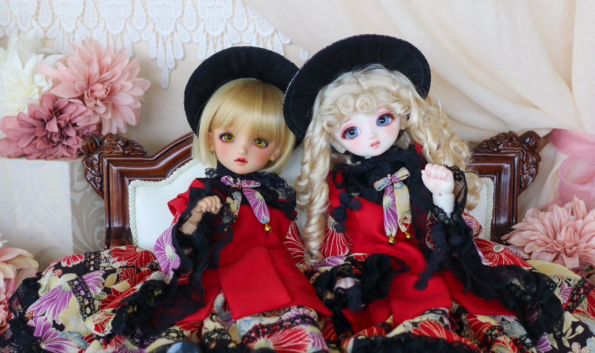 お友達と千歳飴のドレス合わせ☺️💕

ドレス：<a href="/Chloris_doll/">Chloris</a> 様
#DearSD