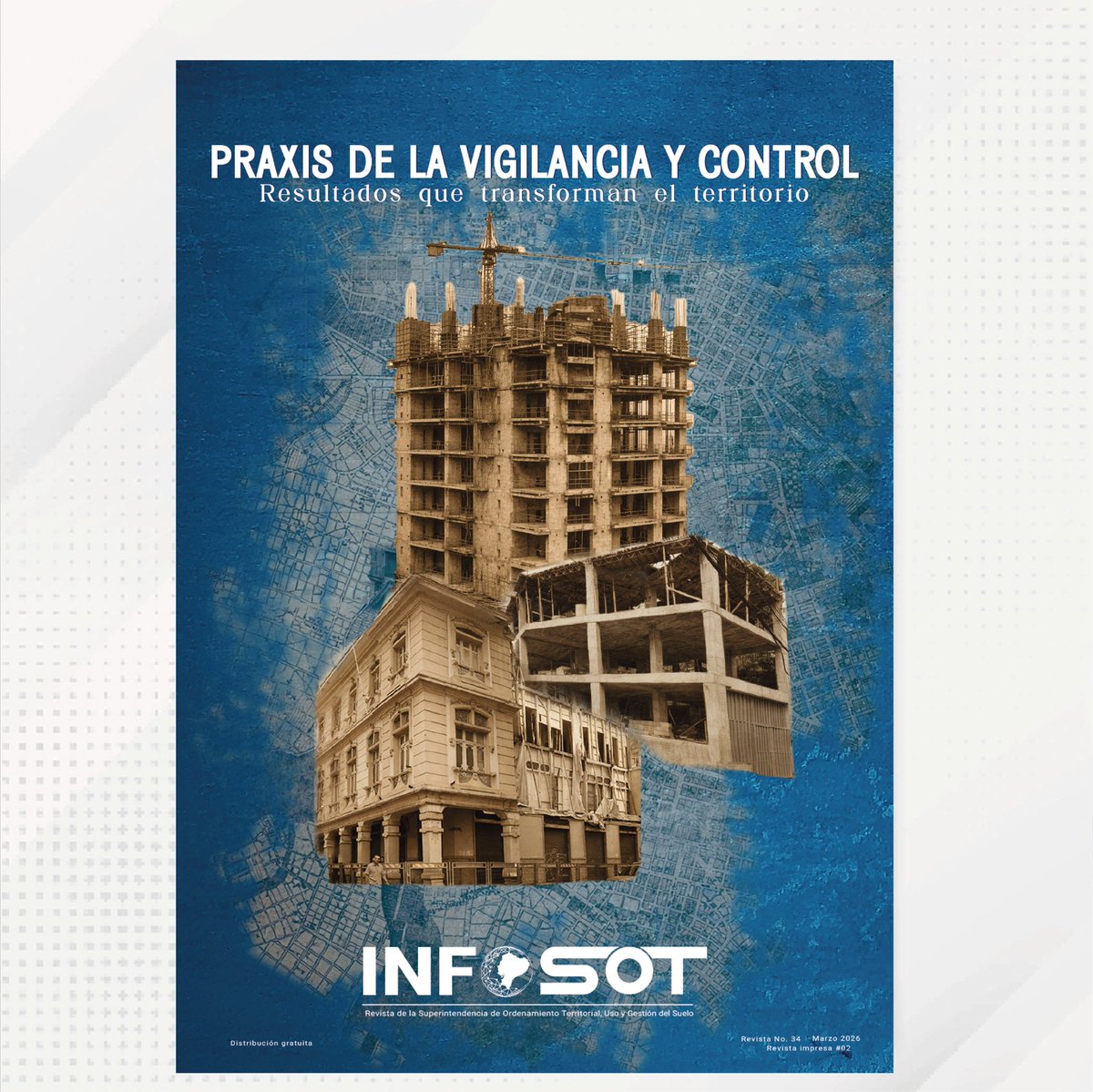 sot_ecuador's tweet photo. “Praxis de la vigilancia y control: resultados que transforman el territorio” es la nueva edición de la revista institucional #INFOSOT, en la cual abordamos temas importantes, entre ellos:

• La invisibilidad institucional de los asentamientos humanos de hecho: resultados del primer levantamiento de información a nivel nacional.

• Evolución de la potestad sancionatoria de la Superintendencia de Ordenamiento Territorial, Uso y Gestión del Suelo, en el período 2021-2025.

• “De la norma al hecho”: el reto de la participación ciudadana en la planificación territorial.

Además, esta entrega incluye entrevistas y datos relevantes sobre la gestión de #SOTEcuador.  

Accede a la revista en el siguiente enlace: https://t.co/kRdRkXhyxH