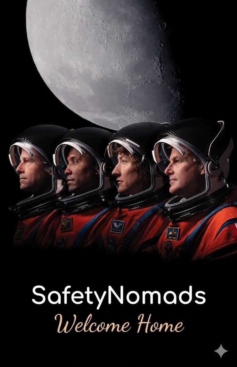 Welcome home, heroes! 
SafetyNomads welcomes the Artemis mission crew back to Earth: Reid Wiseman, Victor Glover, Christina Koch, and Jeremy Hansen.
#Orion #Artemis #Nasa