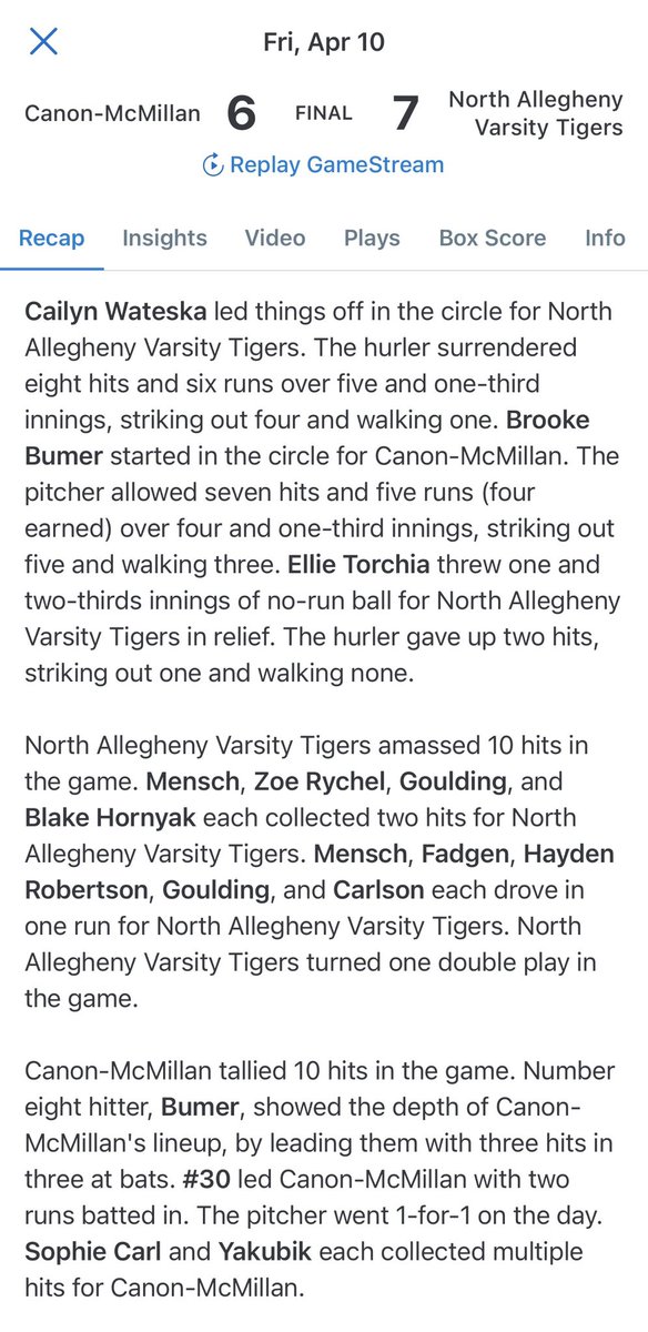 BlakeHornyak29's tweet image. What a comeback in the rain!!⛈️ against Canon Mac

Back to back NA Tiger 🥎 wins! 🐅

Let’s go! 🖤💛🖤💛 Bri M with the 💣 Twila G with the walkoff

I was 2 - 3 at the plate with a stolen base, sacrifice bunt, and scored once. 4 putouts in RF #noflyzone #classof2029 #teamwork