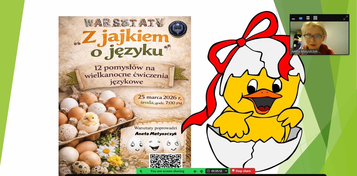 dokszta's tweet photo. To spotkanie było dowodem na to, że kreatywność nie potrzebuje skomplikowanych środków, wystarczy pomysł i odrobina odwagi, by spojrzeć na znane rzeczy inaczej.
Niech warsztaty „z jajkiem o języku” inspirują do odkrywania nowych słów i pomysłów. @kultura_gov_pl  @InstytutIRJP https://t.co/KoOCngGwIw