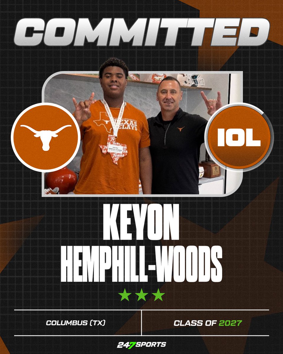 TFloss32's tweet photo. #HookEm adds OL Keyon Hemphill-Woods (@Keyonhwoods59) of Columbus to their 2027 class. #ThisIsTexas

https://t.co/Ajqm87NevM
https://t.co/d14mVSqRIb https://t.co/peYMljpBmr