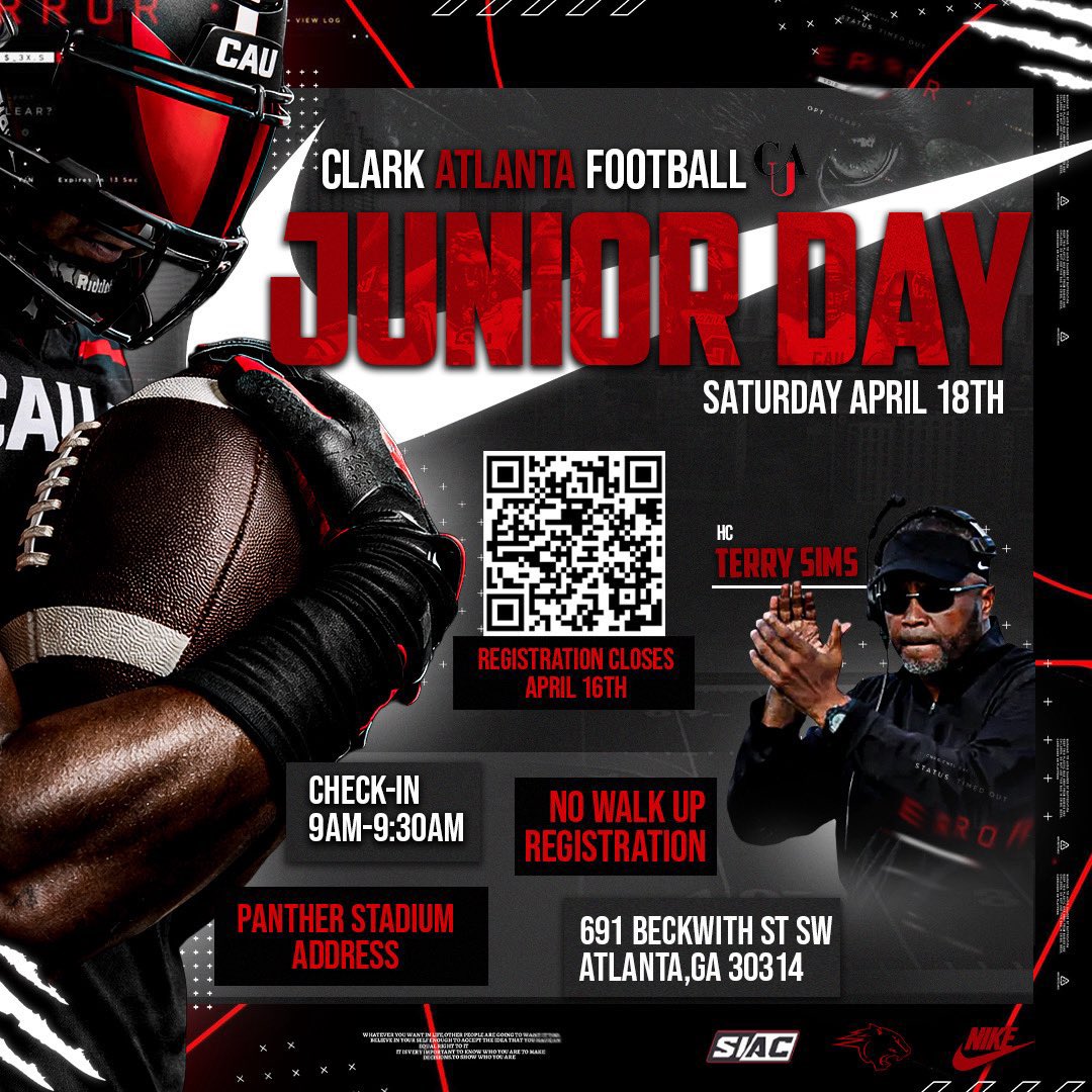 I’m extremely blessed and excited to be invited and I will be attending Clark Atlanta spring game 🔴⚪️