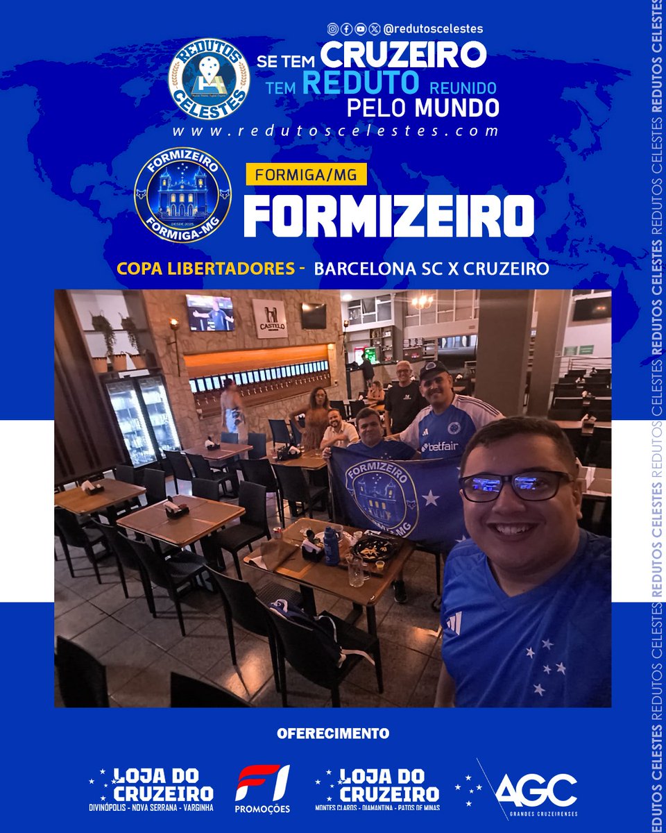 RedutosCelestes's tweet photo. O reduto @formizeiro se reuniu no jogo do @Cruzeiro contra o  Barcelona do Equador pela Copa Libertadores da América.

Cruzeirenses pelo Mundo #JuntosPeloCruzeiro

#RedutosCelestes #Cruzeiro
#CopaLibertadores2026 https://t.co/ba16eutyK5