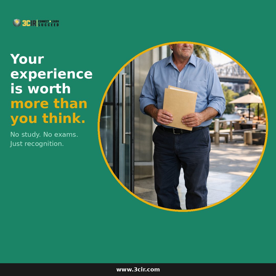 3CIR1's tweet photo. Your work experience is worth more than you think.

RPL can turn it into a nationally recognised qualification — often in weeks, not months.

No study. No exams. Just recognition.

Find out what you're eligible for (it's free): https://t.co/eadIJx3urx

Training and assessment del https://t.co/Jj9N9zpdDe
