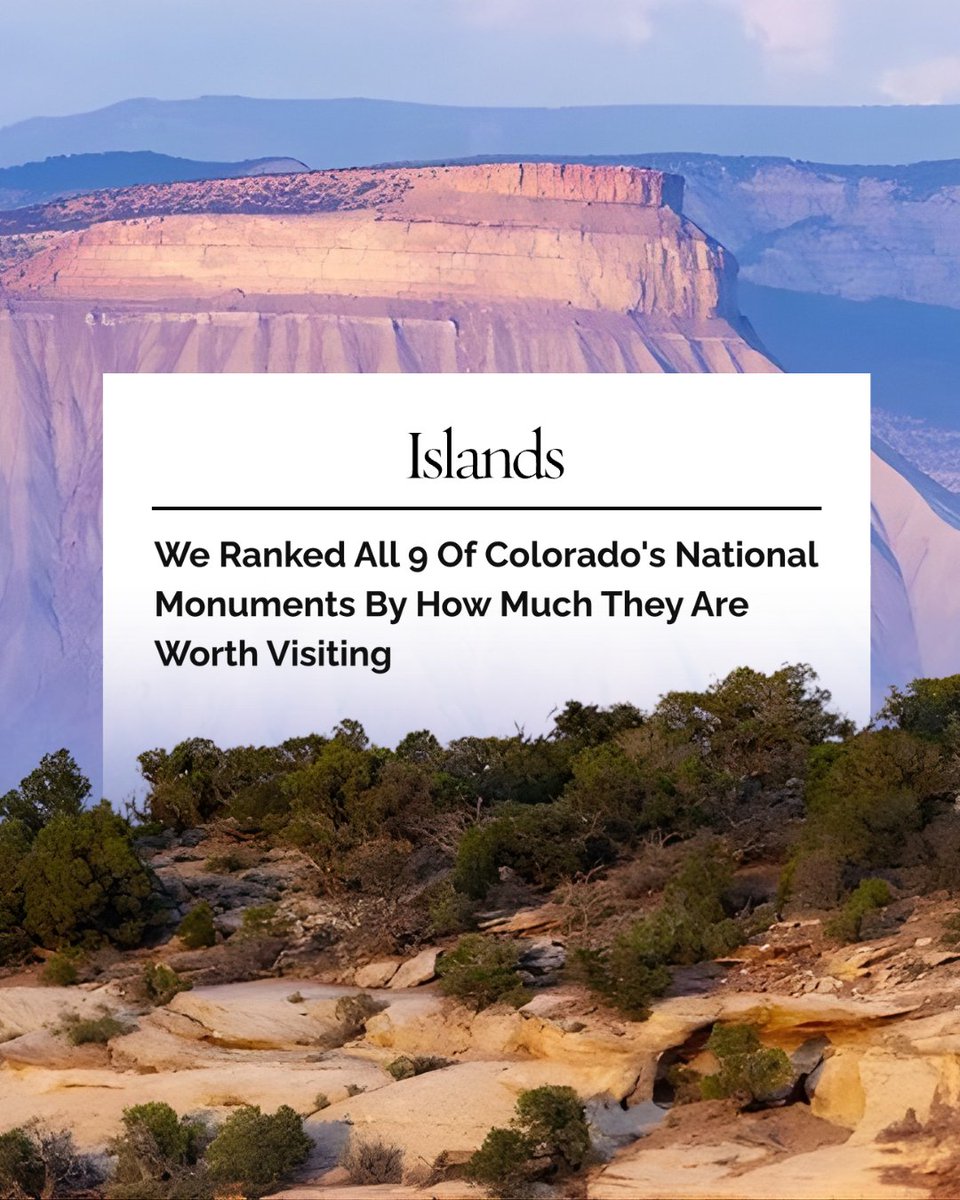 GovofCO's tweet image. Colorado’s national monuments are some of our state’s best-kept secrets—full of history, culture, and incredible landscapes.

This new ranking highlights all nine, from ancient cliff dwellings to dinosaur fossils and stunning canyon views, showing just how much there is to