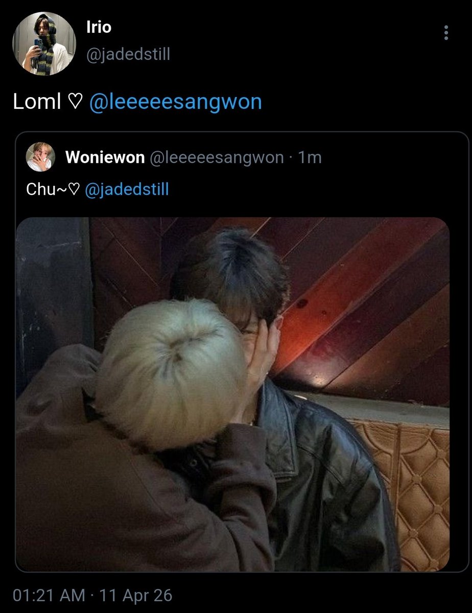 leilovesleowon's tweet image. ~#leowon three tweets AU ⭐️

Sangwon decides to hard launch his relationship with Leo 🤍

+silly short fic
+mention of mature content
+crack fic
+mention of #haoseo 

#1