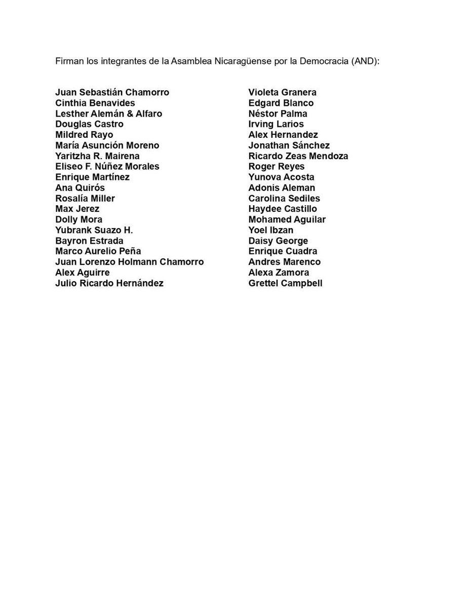 La Asamblea Nicaragüense por la Democracia (AND) y sus integrantes expresamos nuestra solidaridad con Félix Maradiaga ante la campaña de acoso, difamación y persecución que enfrenta.

Nada detendrá nuestra lucha por la democracia, la justicia y la libertad.

#NicaraguaSeráLibre