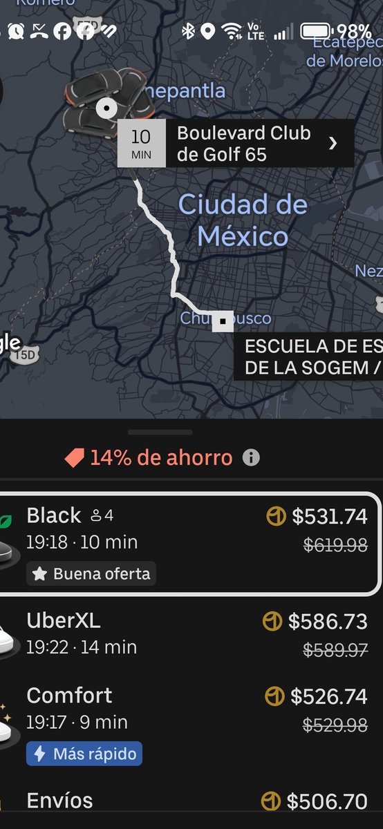 alerebe's tweet photo. Es un abuso sus tarifas dinámicas @Uber_MEX @Uber_Support
@Profeco YA HAGAN ALGO https://t.co/q1HFU3f0pl