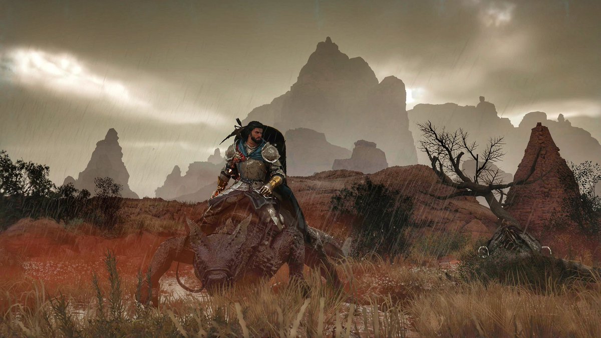 おはようございます！

以前、サブキャラ(おなご)の衣装を取りに行くため、遠方した時に撮ったもの…こんな生物にも乗れちゃう
この世界には、まだまだ知らない事ばかり✨
#紅の砂漠
#CRIMSONDESERT