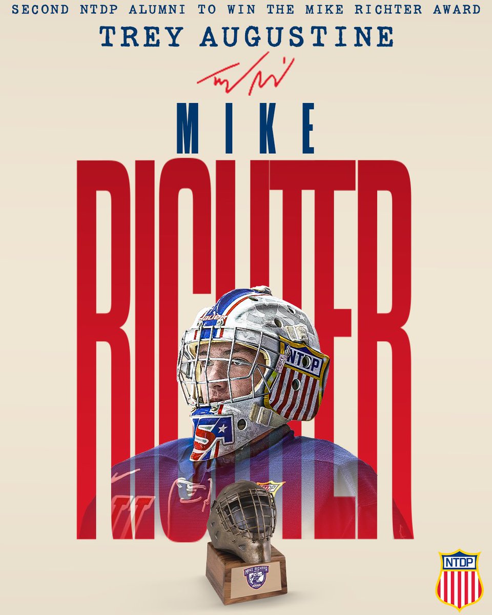 USAHockeyNTDP's tweet photo. TREY AUGUSTINE IS THE 2025-26 MIKE RICHTER AWARD WINNER 🏆

@MSU_Hockey https://t.co/JZFFMuMNQf