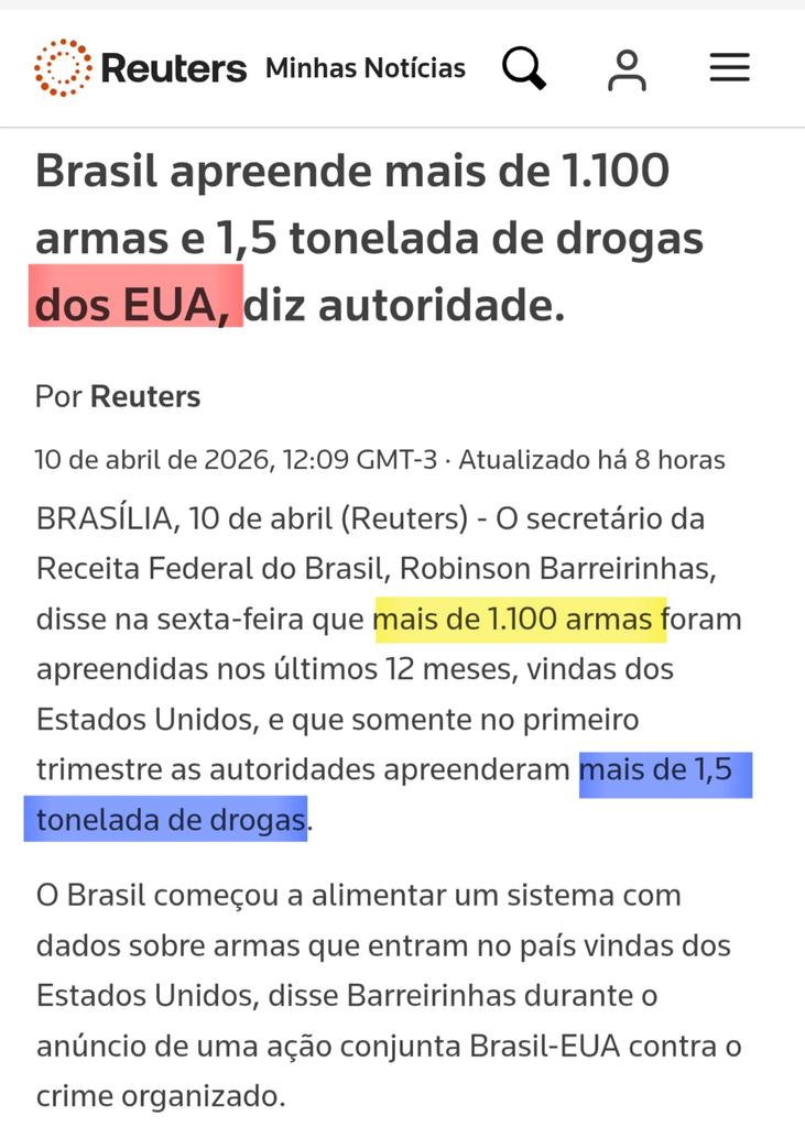 bbbrezenski's tweet photo. Mas é o país perfeito.
Acusa do que prática, e só ajuda de verdade quando exposto.

Os EUA traficam drogas e armas para o Brasil, que manchete, né? https://t.co/cpthr3pzof