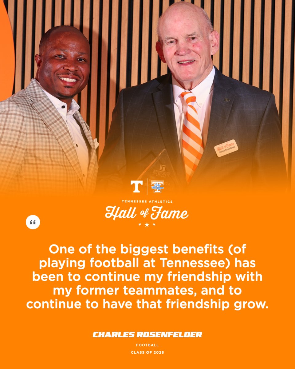 Vol_Sports's tweet photo. A Big Orange bond lasting more than 60 years.

— Charles Rosenfelder, Tennessee Athletics Hall of Fame inductee https://t.co/dKcT7DpZPO