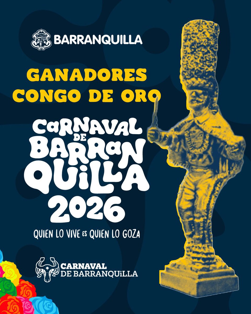 Carnaval_SA's tweet photo. ¡Atención, hacedores!🎉
Luego de un proceso de Curaduría Patrimonial, presentamos los resultados del reconocimiento #CongoDeOro del Carnaval 2026.🏆
Un año donde el talento deslumbró con puestas en escena memorables y propuestas innovadoras que enaltecieron y elevaron aún más la grandeza de nuestra fiesta.

¡Felicitaciones a quienes, con su arte y pasión, siguen haciendo del Carnaval un legado vivo! 🤩👏🏻

🔗Conócelos aquí👉🏻https://t.co/ADsowM6ZyZ