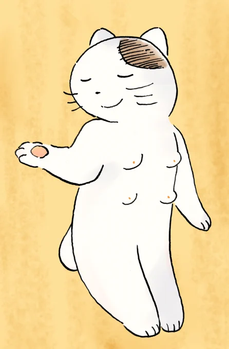 美術展のポスターにあったおっぱい猫を描いてみました 
