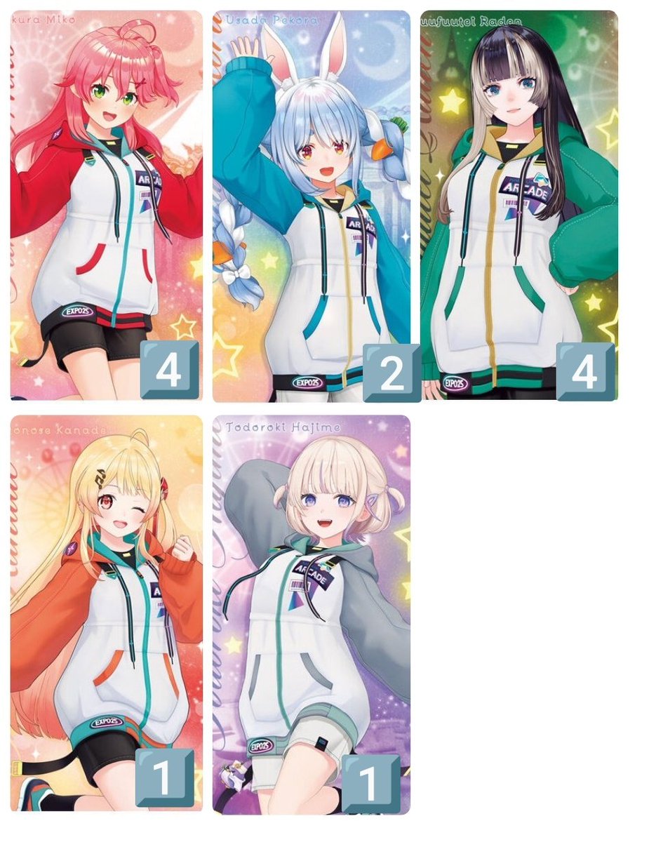 torinosan's tweet photo. 【交換】ホロライブ Hololive ウエハース vol.4 vol.5 ウエハ

譲⇒画像1〜3
求⇒🌸×4 👯×2 🐚×4 🎹✨ 🐧⚡️

郵送◎
難しいと思いますが、ご検討よろしくお願いします。
検索からもお気軽にお声がけください。 https://t.co/MVI2gOgtEl
