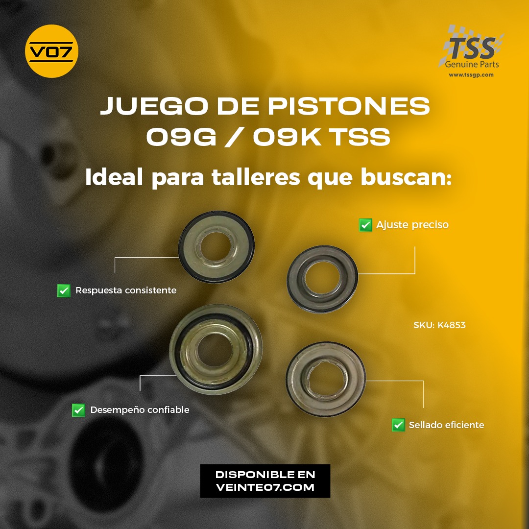 TransVeinte07's tweet photo. Cuando se trata de reconstruir una transmisión 09G / 09K, cada componente hace la diferencia para lograr un trabajo confiable y duradero.​

El Juego de Pistones 09G / 09K TSS está diseñado para ofrecer un ajuste preciso, ayudando a recuperar la presión correcta y el funcionamiento óptimo de la transmisión, incluso en condiciones de trabajo exigentes.​

🔧 Sellado eficiente​
🔧 Respuesta consistente​
🔧 Desempeño confiable​

Una solución pensada para el taller que busca calidad comprobada y resultados reales.​

Encuéntralo aquí 👇ITEM K4853​
https://t.co/iGpAuREa27​

#TSS #PistonesTSS  #TransmisionesAutomáticas #RefaccionesAutomotrices #Veinte07 #MásQueRefaccionesSolucionesQueConectan