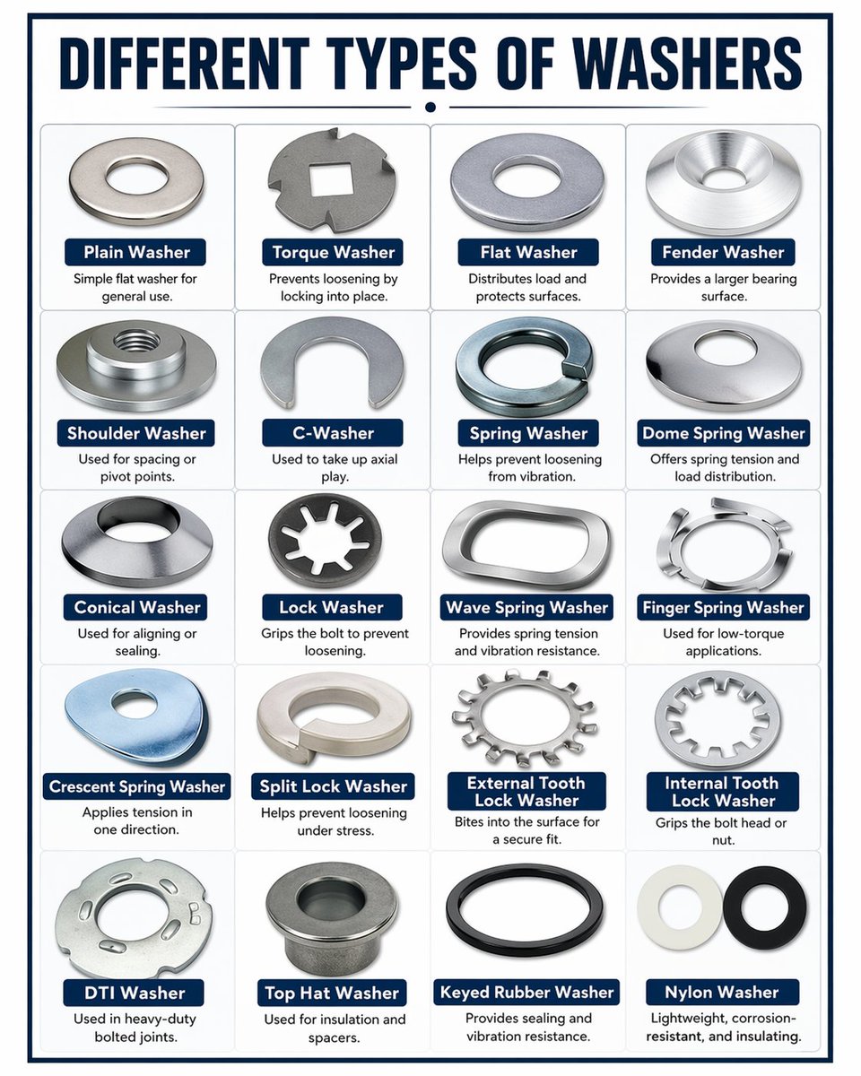 DP0STS's tweet photo. Different Types of Washers https://t.co/zZgSp0fG1G