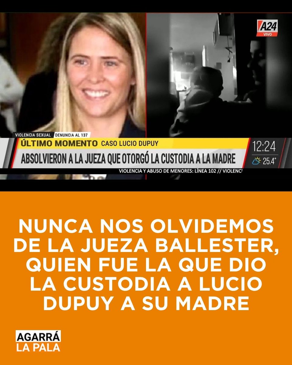 NUNCA NOS OLVIDEMOS DE LA JUEZA BALLESTER, QUIEN FUE LA QUE DIO LA CUSTODIA A LUCIO DUPUY A SU MADRE 
<a href="/JMilei/">Javier Milei</a>