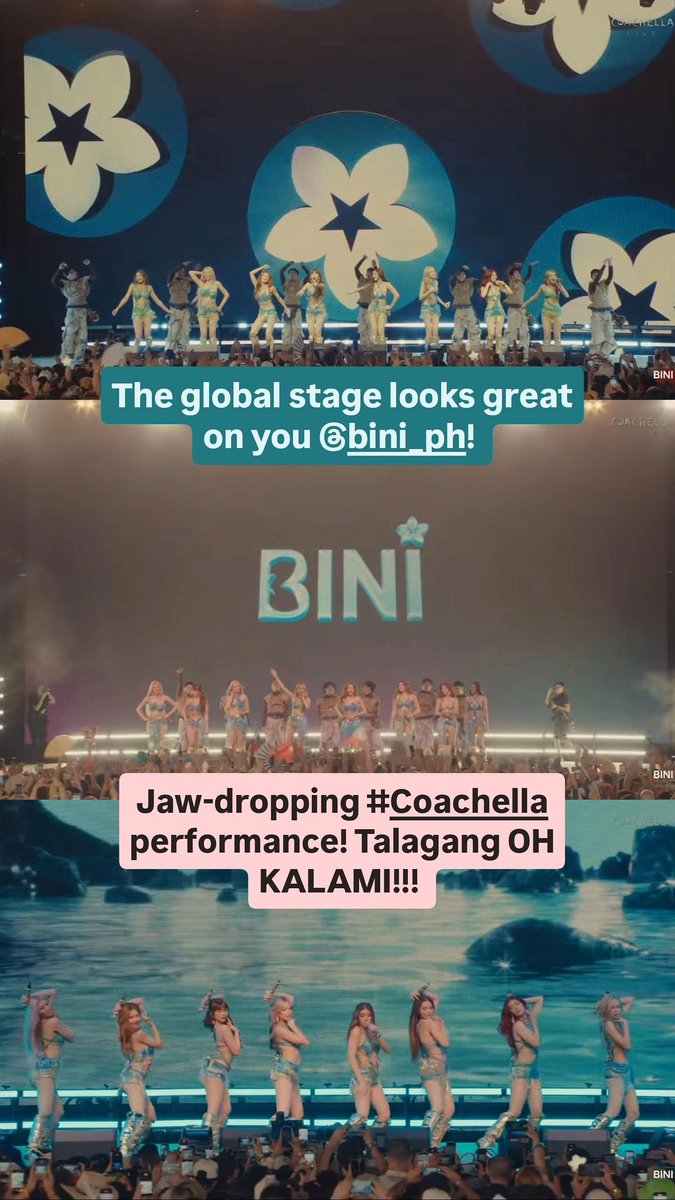 Congrats <a href="/BINI_ph/">BINI_PH</a>!!! Thanks for making us Pinoys blush with your #Coachella performance! Bitin pa kami!!!!! Moooooreeee!!! 🇵🇭